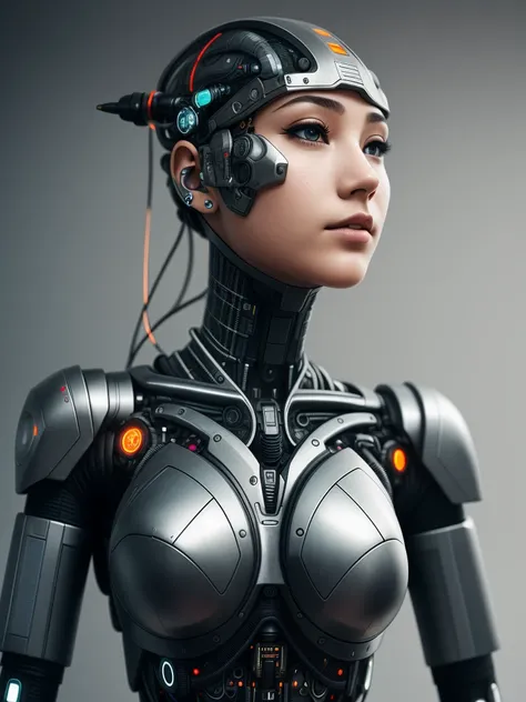 A girl made of metal, (cyborg: 1.1), ([tail | detailed wire]: 1.3), (complex details), hdr, (complex detailed: 1.2), cinematic shot, vignette, centered