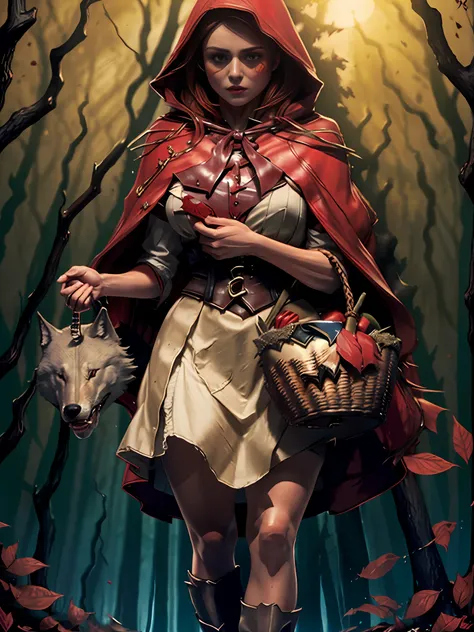 extremely beautiful red riding hood, subtle makeup, golden hour, photorealistic, high contrast, 8k hd, detailed, hyper-detailed,...