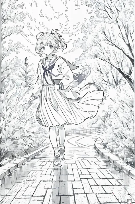 (8k, best quality, masterpiece:1.2),(best quality:1.0),ultra highres:1.0, extremely detailed, render, 4k, absurdres, HDR,
a young girl, kanamechidori, school uniform, serafuku