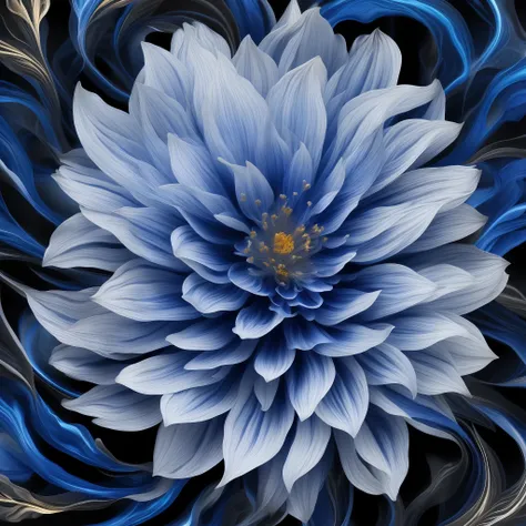 one elemental multi flower, elemental flowers, vibrant colors, black background, reslista, 16k, cannon, light blue color, dark b...