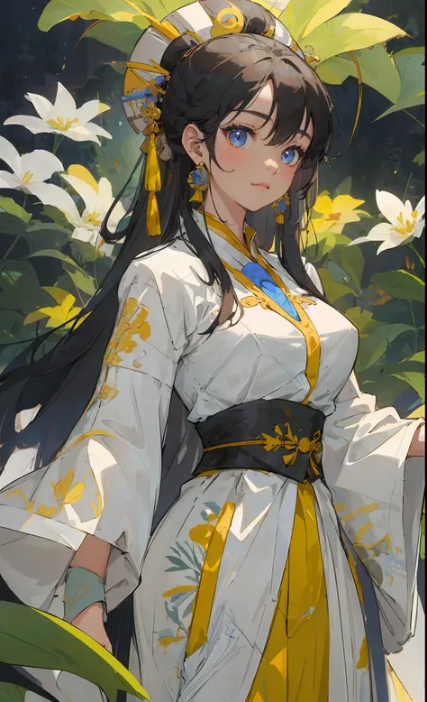 A girl, ancient Chinese costume, whole body, sunshine, clear face, clean white background, masterpiece, super detail, epic composition, ultra HD, high quality, extremely detailed, official art, uniform 8k wallpaper, super detail, 32k