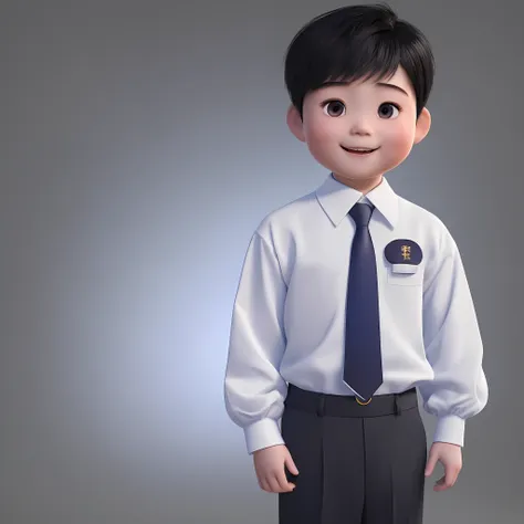 (a chinese boy, bright and godly eyes: 1.2, smile: 1.2), short hair, spirit, wearing formal clothes, white shirt, dark tie, hold...