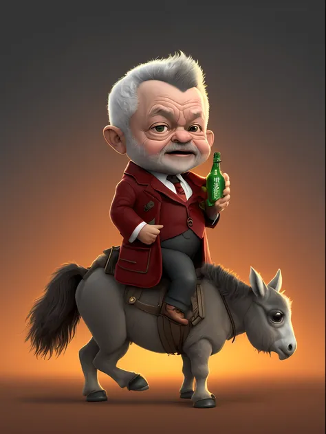 president lula riding a horse with a beer bottle in hand, old cgi 3 d rendered bryce 3 d, by ben zoeller, senior artist 3d rende...