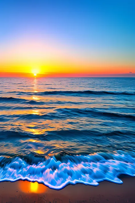 gorgeous sunrise background with sea, blue water