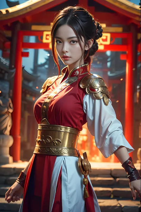 best quality, masterpiece, ultra high resolution, (realistic: 1.4), xiuxian, weapon, detail face,
1 girl, red clothes, solo, wea...