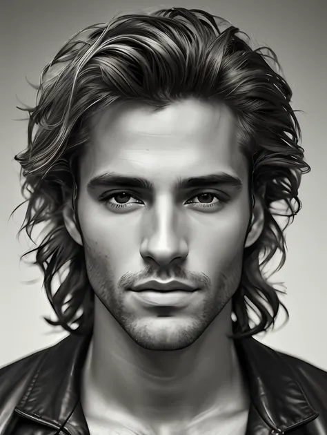 a photorealistic portrait of a stunningly handsome tanned brazilian male supermodel with no make-up, extremely detailed light ho...