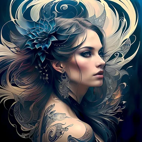 colorful beautiful woman: black ink flow: 8k resolution photorealistic masterpiece: by aaron horkey and jeremy mann: intricately...