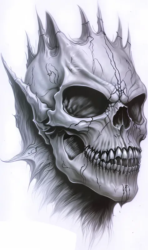 dark fantasy style, horror, horror, pointed teeth, vampire skull, todd macfarlane art style skull, scary demon skull, bloodborne...