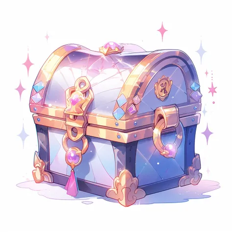 Game icon design, a gorgeous treasure chest, realistic style, white background --niji 5