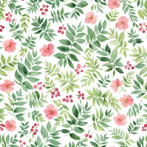 watercolor pattern with beautiful flowers, berries, ferns, leaves and calm colors on #3b4195 color background. watercolor paper ...