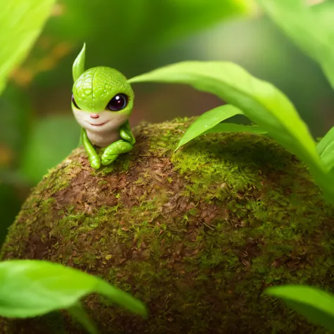 (highly detailed:1.2),(best quality:1.2),8k,sharp focus,(subsurface scattering:1.1),(award-winning macro photography:1.1)
(cute adorable little alien lifeform:1.2), hiding in the leaves in a lush forest
(very detailed clothes:1.2), (highly detailed backgro...
