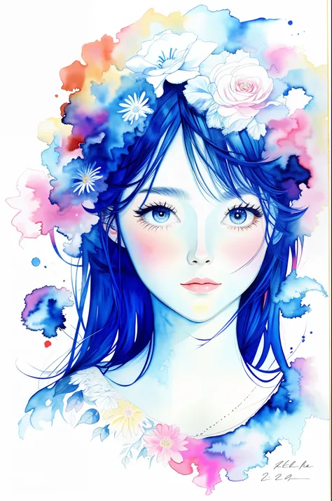 (illustration:1.2),masterpiece, best quality, 1girl,watercolor \(medium\) painting,