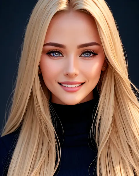 masterpiece, absurdres,hdr ,highly detailed eyes and face,smiling, beautiful nod_woman, a woman with long blonde hair and a blac...