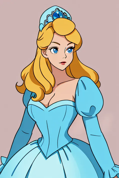 best quality, ((masterpiece)), portrait, cinderella dressed in a stately and elaborate ballgown with huge puffed sleeves, ((perf...