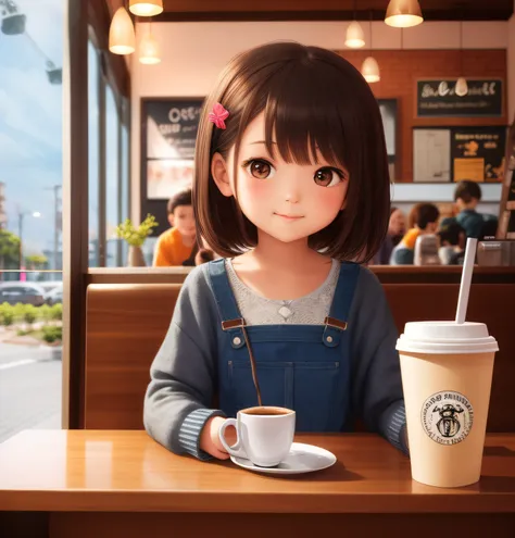 dreamlikeart, super cute kendi, kend in a coffee shop , detailed , trending on arstation, digital art