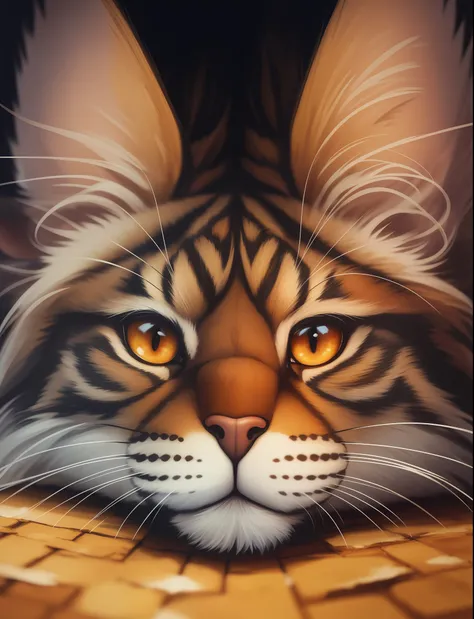 there is a painting of a furry animal laying on the ground, low detailed. digital painting, pov furry art, ultra detail. digital painting, ultradetailed digital painting, very detailed digital painting, detailed digital painting, highly detailed digital pa...