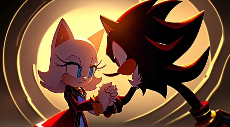 (masterpiece, best quality, ultra-detailed cg unity 8k wallpaper), best illumination, romantic moment, shadow the hedgehog, roug...