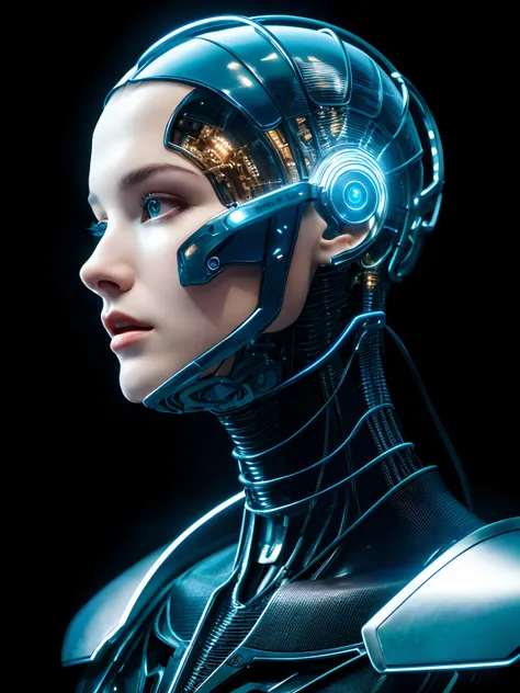 complex 3d render ultra detailed of a beautiful porcelain profile woman android upper body, closed mouth, cyborg, robotic parts, 150 mm, beautiful studio soft light, rim light, vibrant details, luxurious cyberpunk, lace, hyperrealistic, anatomical, facial ...
