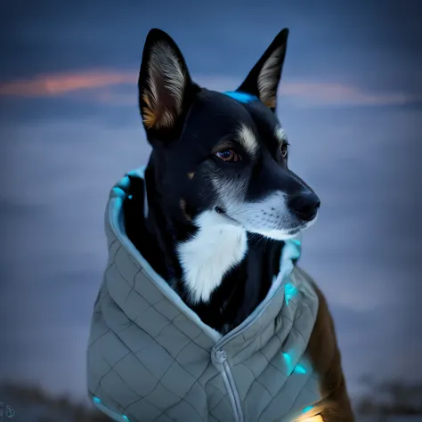 photo taken at night but with lighting on the dog