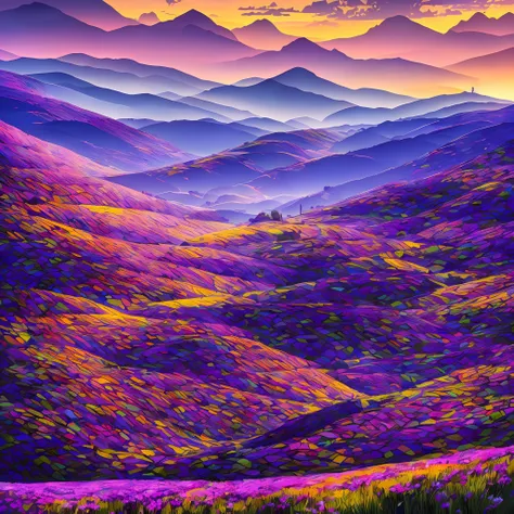 expansive landscape painting, (the beauty and color of the stations of the Serra da Mantiqueira, in the south of Minas Gerais, with abstract elements that merge with araucarias, native trees and native animals of the region, elements corresponding to the c...