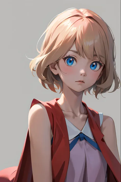 masterpiece, best quality, highres, serena \(pokemon\), short hair, blue eyes, 1girl, solo, blue ribbon, eyelashes, neck ribbon,...