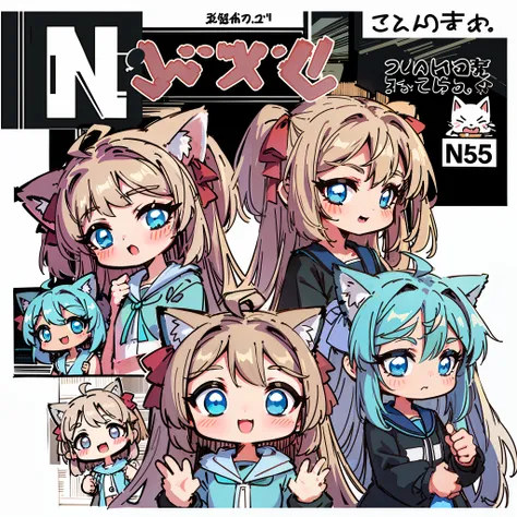 Anthropomorphic, a cute little fox, various expressions, happy, sad, angry, expectant laughter, disappointed 1, cute eyes, white background, illustration-nii 5-style cute, emoji as illustration set, with boold manga line style, dynamic pose dark white, f/6...