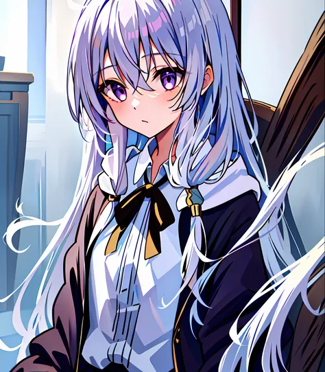 masterpiece, best quality, 1girl, elaina_(majo_no_tabitabi), silver hair, purple eyes, long hair,