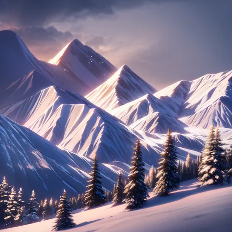 snow-capped mountains, 16:9, god rays, ray tracing, reflection light, cinematic lighting, high detail, highres, best quality, 4k