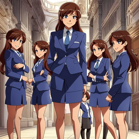 perfect anime illustration, multiple girls, thousands of sisters, millions of sisters, clones, identical sisters, brown hair, cu...