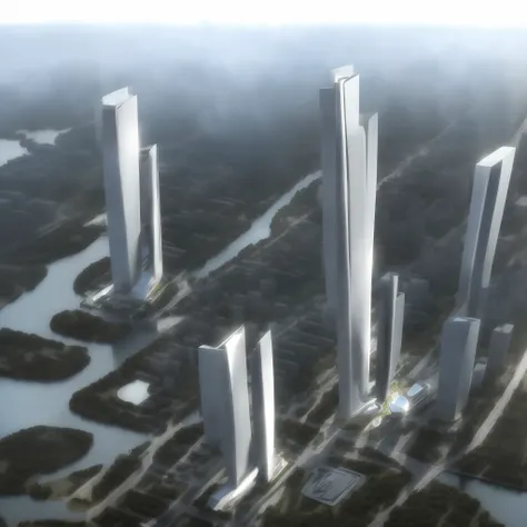 river, city, super high-rise building,high resolution,hyper quality,full details