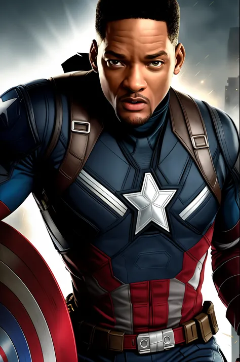 tarantino style, will smith as captain america 8k, high definition, detailed face, detailed face, detailed eyes, detailed suit, ...