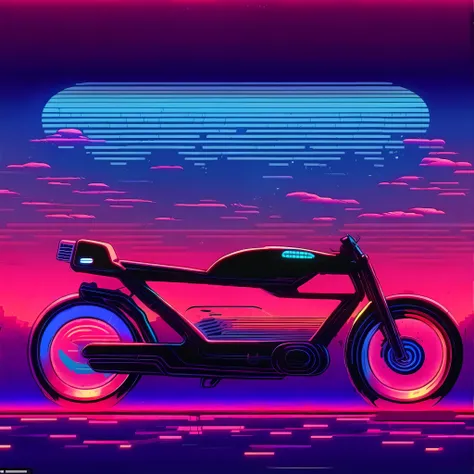 (Retro Wave: 2), wave, akira, cyberpunk, futuristic bike, neo tokyo