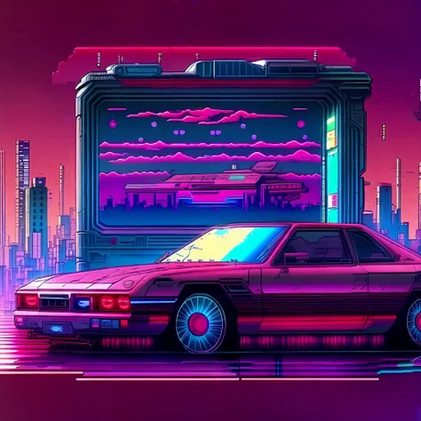 (RetroWave:1),wave,akira,cyberpunk,futuristic vehicle,neo-tokyo