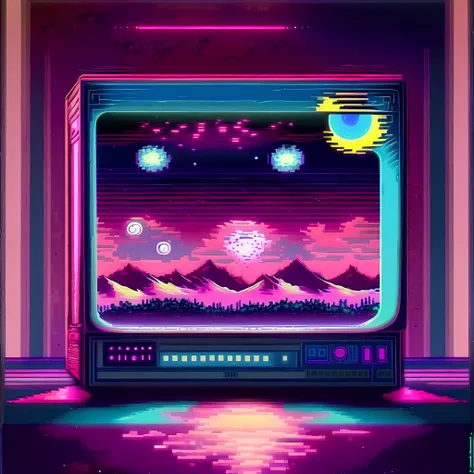(Retrowave: 1),wave,cyberpunk,Van Gogh,Starry night