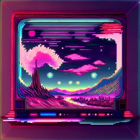 (Retrowave: 1),wave,cyberpunk,Van Gogh,Starry night