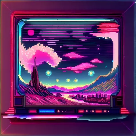 (Retrowave: 1),wave,cyberpunk,Van Gogh,Starry night