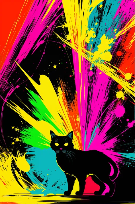 technicolor, vibrant, chemical cat, radioactive glow, biohazard, abstract art by petros afshar, oversaturated