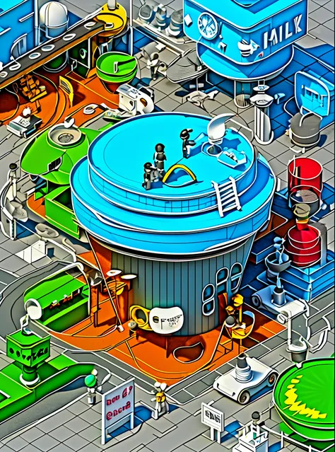 isometric house, (45 degree view from top), factory micro architecture villain, cute building, signboard, amusement park, blank ...