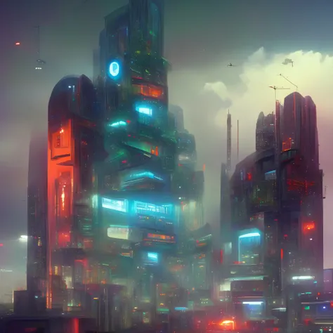 create a realistic and immersive image of a futuristic cyberpunk city in 4k quality. the image should depict a highly technologi...