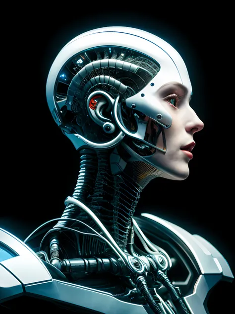 complex 3d render ultra detailed of a beautiful porcelain profile woman android upper body, closed mouth, cyborg, robotic parts, 150 mm, beautiful studio soft light, rim light, vibrant details, luxurious cyberpunk, lace, hyperrealistic, anatomical, facial ...