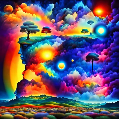 (colorful surrealism) ++, dmt meditation men and women