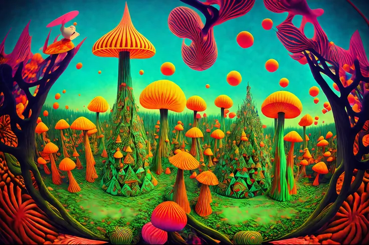 the magic mushroom ritual performed by asian shamans in the pov perspective of the forest was torn from reality to 5d, trippy, h...