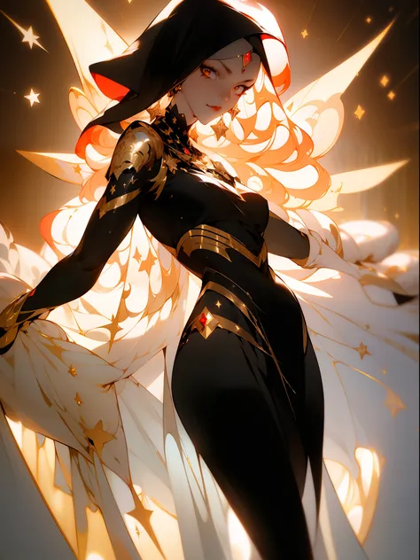 ((Best quality)), ((masterpiece)), (detailed: 1.4), (Absurd), angry princess, ((action pose)), (((black Muslim woman wearing long black dress with gold ornaments and red face covered)))), (((burqa))), (((back))), ready for war, dark skinned, black middle e...