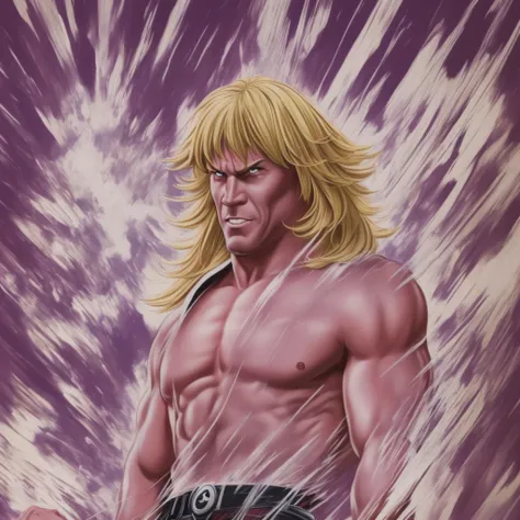 he-man (masterpiece, best quality), blonde hair, solo, shirt, (((meme))), parody, closed eyes, white shirt, 1girl, 1boy, pink jacket, bangs, male focus, short hair, open mouth, upper body, jacket, looking above