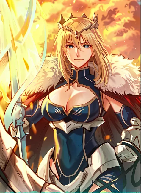 A woman in a blue dress holding a sword and a sword, Artoria Pendragon, anime style like Fate/Stay Night, Fate Grand Order, Fate Zero, Fate/Stay Night, Fate/Zero, Fate Stay Night, Pin on Anime, Knights of Zodiac Girl, Gorgeous Female Paladin, Portrait Knig...