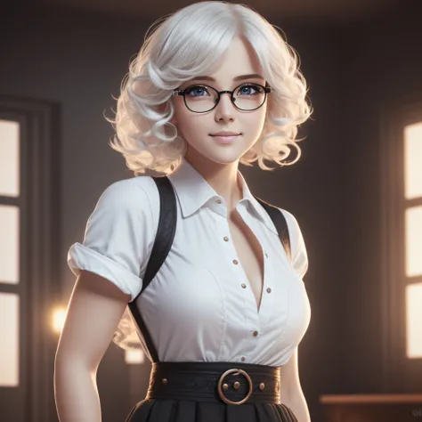 (RAW photo, best quality), (realistic, photo-realistic:1.3), masterpiece, an extremely delicate and beautiful, extremely detailed, 8k, Amazing, finely detail, ultra-detailed, highres, absurdres,
(white hair, short hair, curly hair, smooth hair), beautiful ...