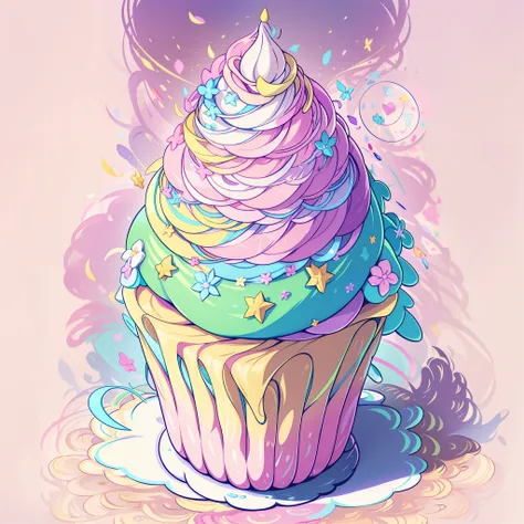 on the creative sticker of a cupcake, you can imagine a delicious cone-shaped dessert, with a smooth, rounded top topped with a ...