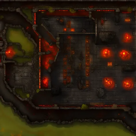 battlemap city lava ruins