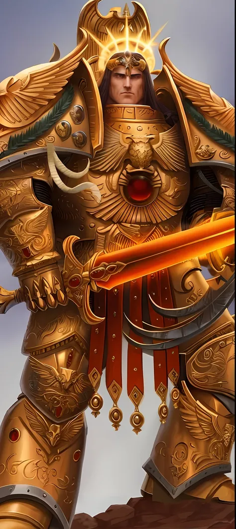 emperor of mankind, in his golden armor, ultra realistic, super details