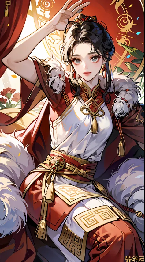 (8k, RAW Photo, Best Quality, Masterpiece: 1.2), (Realistic, Realistic: 1.37), 1 Girl, Aalfite Woman Posing for Photo in Red Dress and Headdress, Gorgeous Role Play, Beautiful Costume, Intricate Fantasy Dress, Beautiful Fantasy Queen, Chinese Dress, Comple...